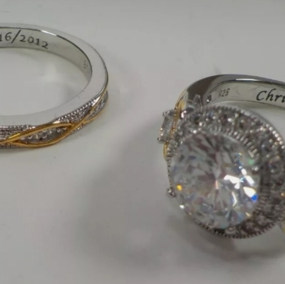 Endless Love Personalized Bridal Ring Set 925/18k 4 caret - Picture 3 of 6